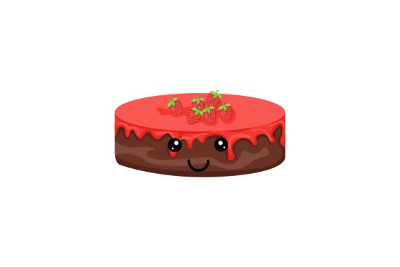 Chocolate Cake with Strawberry Kawaii