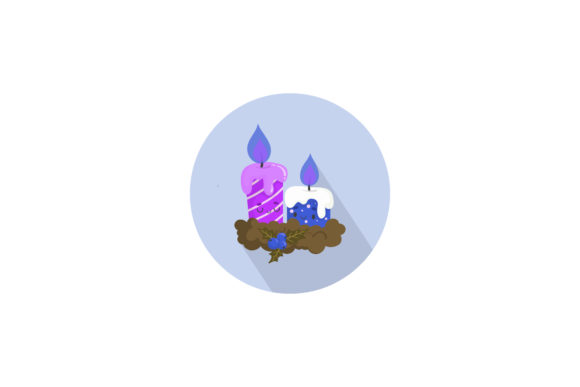 Christmas Icon Candle Purple Blue