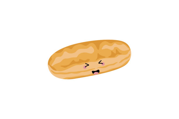 Cute Baguette Bread Kawaii Illustration