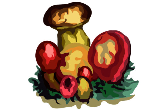 Poisonous Red Mushroom with Grass 193