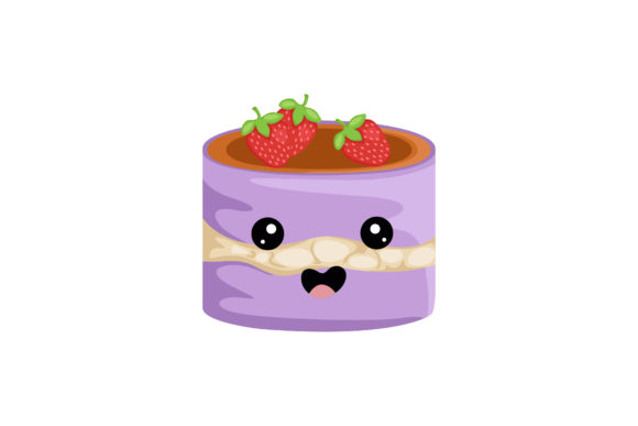Purple Grape Cake Kawaii Illustration