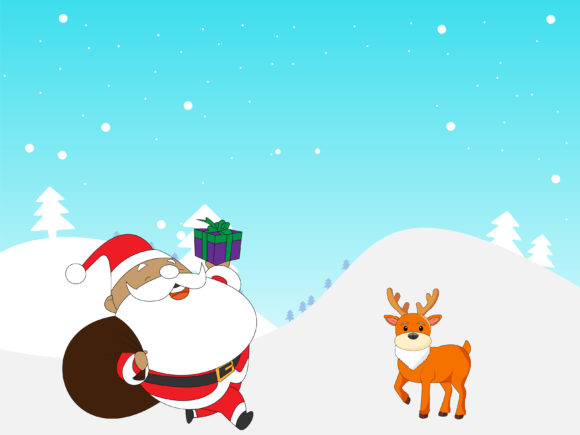 Santa Walks Snow Accompanied by Dee3